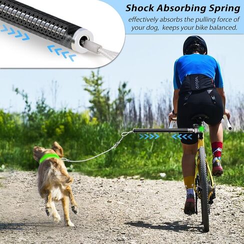 Hands-Free Bicycle Dog Leash for Cycling - 180° Rotating or Fixed Quick-Attach System, Built-in Shock-Absorbing Spring, Anti-Pull Design, Thick Steel Wire Rope 550 lbs (Carbon Fiber) in Saudi Arabia