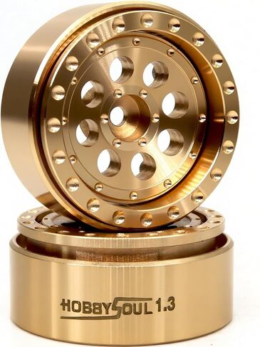 Hobbysoul Brass 1.3 Beadlock Wheels Rims 68G/RIM - إزاحة قابلة للتعديل 1.3 '' Wheels Hex 7mm for 1/18 1/24 RC Crawler TRX4M SCX24 ترقية in Kuwait