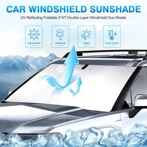 KUST Custom Fit Windshield Sun Shade for 2014-2024 Maserati Ghibli Accessories Sunshade Foldable Window Sun Visor Protector Blocks UV Rays Keep Your Car Cooler in Kuwait