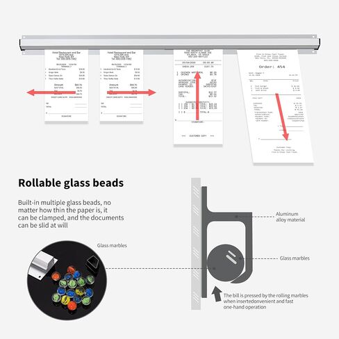 17 Inch Aluminum Ticket Holder Rail with 2 Receipt Stabbers for Restaurant, Kitchen, Bar in Kuwait