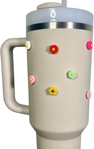 Tumbler Magnet - Small Daisy - Tumbler Charm - Cup Accessory - Floral - Plant Lady - Jewelry - Gift for Women - Gift for Her (Red) in Saudi Arabia