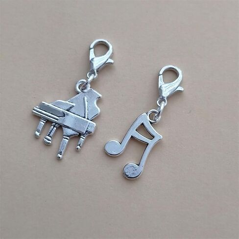 2X Piano Clip on Lobster Clasp, Music Note Charm Pendant for Building Necklace, Wallet, Zipper Pull, Music Fans Art Lovers Jewelry Making DIY Craft in Saudi Arabia