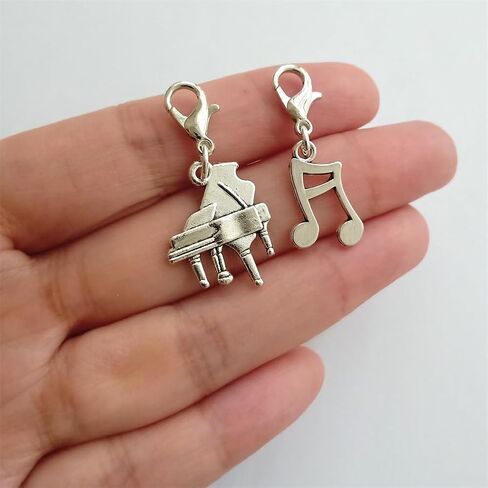 2X Piano Clip on Lobster Clasp, Music Note Charm Pendant for Building Necklace, Wallet, Zipper Pull, Music Fans Art Lovers Jewelry Making DIY Craft in Saudi Arabia
