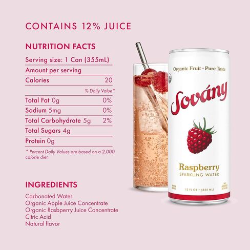 ماء Sovány المتلألئ ، توت العليق ، مشروبات مياه Seltzer ، عضوية وزارة الزراعة الأمريكية ، مصنوعة من الفاكهة الحقيقية ، غير المعدلة وراثيًا ، نباتي ، لا يوجد سكر إضافي ، السعرات الحرارية المنخفضة ، 12 أوقية ، 12 حزمة in Saudi Arabia
