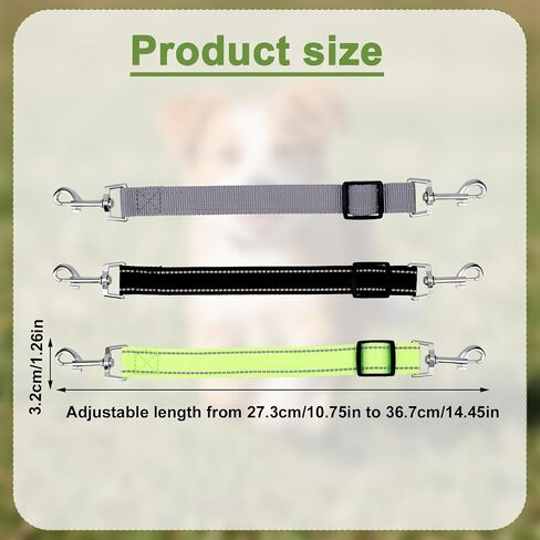3pcs Dog Prong Collar Safety Clip, Adjustable Reflective Nylon Leash Extender Strap with Metal Dual Clasps 360° Rotatable Dog Harness Connector for Pet Walking Running and Hiking in Saudi Arabia