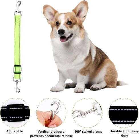 3pcs Dog Prong Collar Safety Clip, Adjustable Reflective Nylon Leash Extender Strap with Metal Dual Clasps 360° Rotatable Dog Harness Connector for Pet Walking Running and Hiking in Saudi Arabia