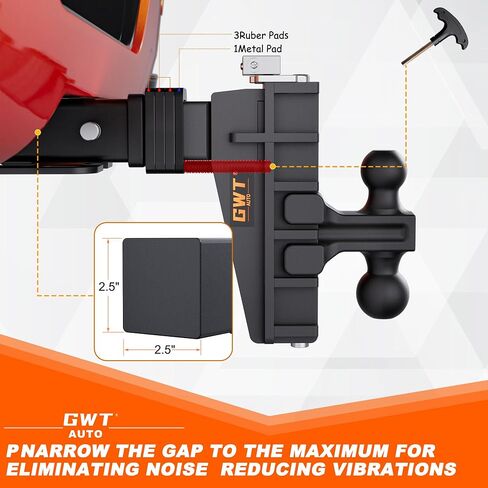 Dual-Ball Trailer Hitch, Fits 2-Inch Receiver, 6 Inch Drop/Rise Drop Cushioned Hitch, 25,000 LBS GTW-Tow Hitch for Truck with Double Pins, Solid Ball Mount, Black, Heavy Duty in Saudi Arabia