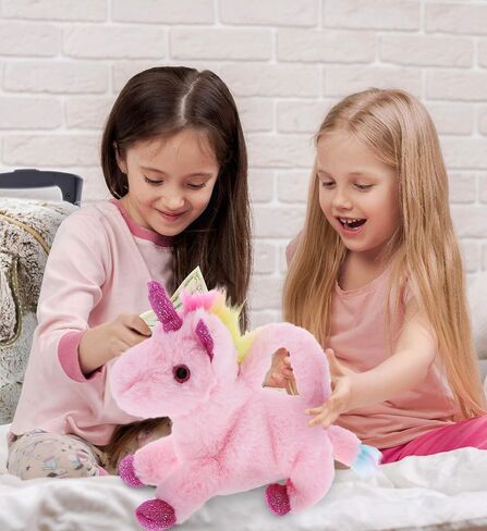 DolliBu Pink Unicorn Plush Handbag - Super Soft Stuffed Animal Purse for Children's Accessories, Kids Hand Bag Toy, Fluffy Dress Up Toy for Girls and Boys - 11 Inches in Saudi Arabia