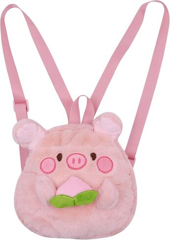 Cute Plush Daypack Faux Fur Pink Pig Purse Kawaii Cartoon Furry Bag Mini Plush Bag Daypack for Women Animal Fuzzy Purse in Saudi Arabia