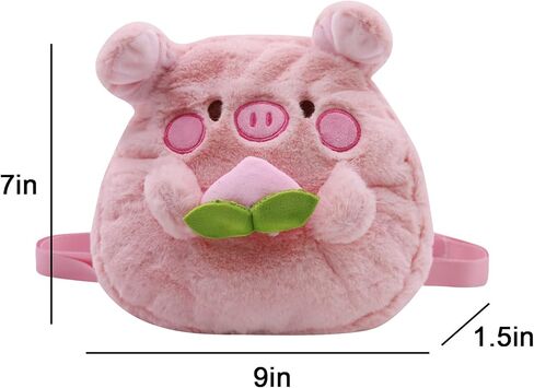 Cute Plush Daypack Faux Fur Pink Pig Purse Kawaii Cartoon Furry Bag Mini Plush Bag Daypack for Women Animal Fuzzy Purse in Saudi Arabia