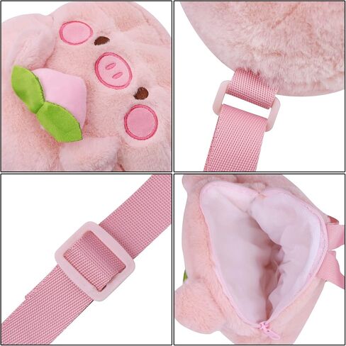 Cute Plush Daypack Faux Fur Pink Pig Purse Kawaii Cartoon Furry Bag Mini Plush Bag Daypack for Women Animal Fuzzy Purse in Saudi Arabia