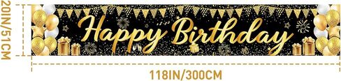 زخارف راية عيد ميلاد سعيدة للبنين والبنات - لافتة بريق كبيرة قابلة لإعادة الاستخدام من الذهب الأسود ، وديكور خلفي في الهواء الطلق مقاوم للماء 118x20 بوصة in Kuwait