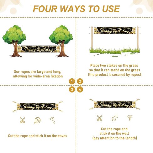 زخارف راية عيد ميلاد سعيدة للبنين والبنات - لافتة بريق كبيرة قابلة لإعادة الاستخدام من الذهب الأسود ، وديكور خلفي في الهواء الطلق مقاوم للماء 118x20 بوصة in Kuwait