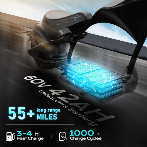 Eahora M1P Pro 4000W/2000W 50MPH/37MPH Electric Motorcycle for Adults 60V 42Ah/30Ah Battery 55/40 Miles Long Range 2 Persons Electric Mopeds Full Suspension Adult Electric Motorcycle in Saudi Arabia