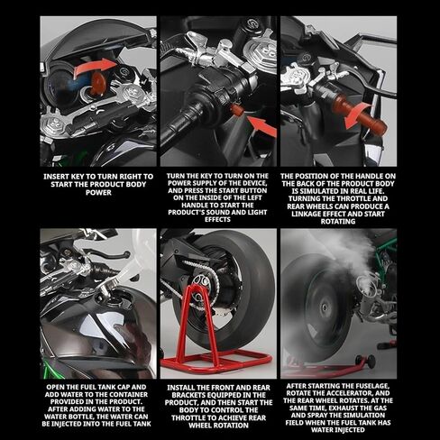 1/6 مقياس H2R سبيكة دراجة نارية Diecast مع الصوت والضوء يتميز براقة عالية رذاذ الانتهاء من إطارات المطاط هدية قابلة للتجميع (طبعة الماس) in Kuwait