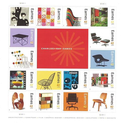 Charles and Ray Eames Collectible Sheet of Sixteen 42 Cent Stamps Scott 4333 By USPS in Saudi Arabia
