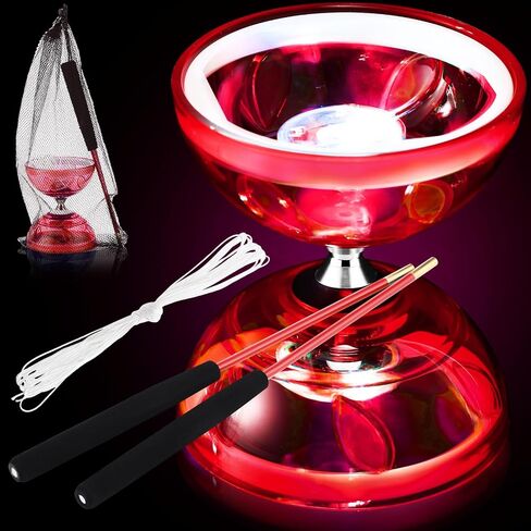 تتضمن مجموعة Yoyo Diabolo الصينية LED ملونة Diabolo Toy Light مع عصي قطعتين ، سلسلة قطعة واحدة ، حقيبة صافية واحدة للمتعة (الأرجواني) in Kuwait
