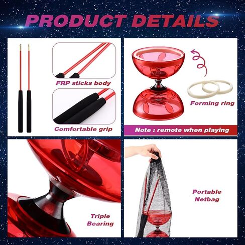 تتضمن مجموعة Yoyo Diabolo الصينية LED ملونة Diabolo Toy Light مع عصي قطعتين ، سلسلة قطعة واحدة ، حقيبة صافية واحدة للمتعة (الأرجواني) in Kuwait