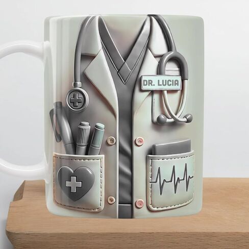 تصميم التقدير الطبي مع سماعة الطبيب - مُعلِّم القهوة ثلاثي الأبعاد ، القدح الطبي للدكتور ، هدايا لأطباء طلاب الطب للرجال ، هدايا التخرج من الطبيب للخريجين د. in Saudi Arabia