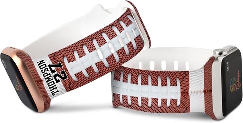 Personalized Football Sports Watch Band Compatible with Apple Watch 38mm/40mm/41mm/42mm/44mm/45mm/46mm/49mm Soft Silicone Strap Replacement for Series Ultra/10/9/8/7/6/5/4/3/2/1/SE in Saudi Arabia