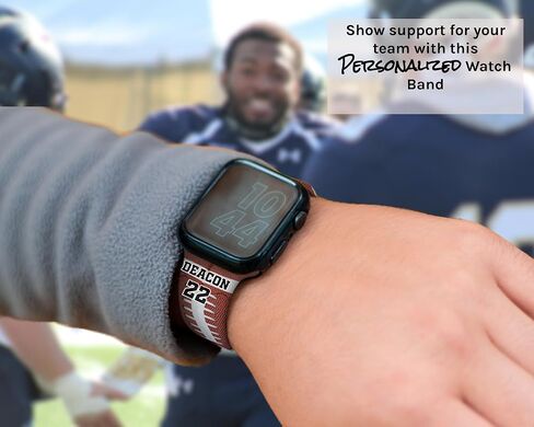 Personalized Football Sports Watch Band Compatible with Apple Watch 38mm/40mm/41mm/42mm/44mm/45mm/46mm/49mm Soft Silicone Strap Replacement for Series Ultra/10/9/8/7/6/5/4/3/2/1/SE in Saudi Arabia