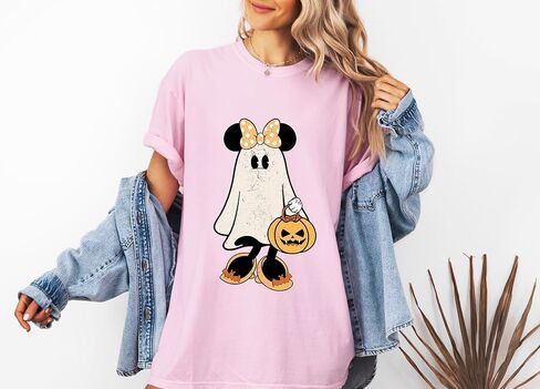 Retro M.ICKEY M.INNIE HALEWEEN TILES ، M.ICKEY GHOST SHIRT ، M.Iinnie Ghost Shirt ، Shirt spooky season ، قمصان هالوين ، راحة ، تي شيرت. in Saudi Arabia