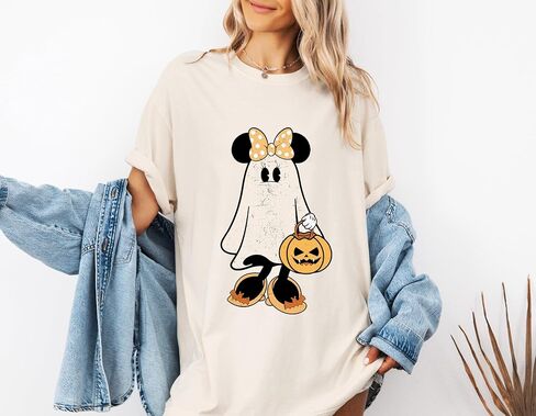 Retro M.ICKEY M.INNIE HALEWEEN TILES ، M.ICKEY GHOST SHIRT ، M.Iinnie Ghost Shirt ، Shirt spooky season ، قمصان هالوين ، راحة ، تي شيرت. in Saudi Arabia