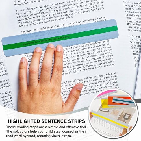 PATIKIL 16 PCS أدوات قراءة عُسر القراءة ، أحجامان للقراءة تتبع تتبع شرائح القراءة الملونة البارزة الإشارات المرجعية للمعلم ، الأزرق in Kuwait