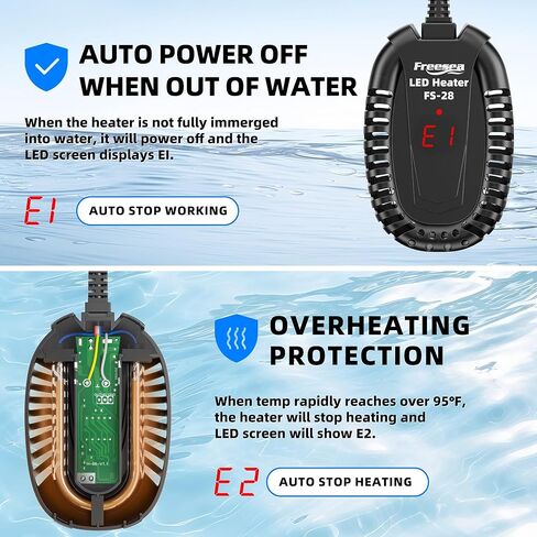 FREESEA Aquarium Fish Tank Heater: 50W Small Submersible Turtle Heater with Adjustable Temperature External Controller for Betta | Saltwater | Freshwater | 1-10 Gallon in Saudi Arabia