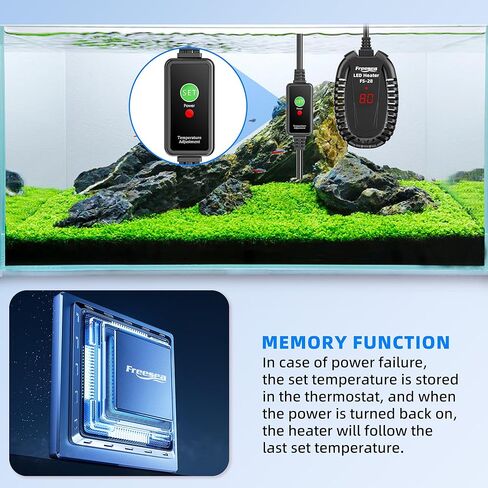 FREESEA Aquarium Fish Tank Heater: 50W Small Submersible Turtle Heater with Adjustable Temperature External Controller for Betta | Saltwater | Freshwater | 1-10 Gallon in Saudi Arabia