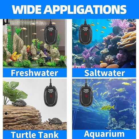 FREESEA Aquarium Fish Tank Heater: 50W Small Submersible Turtle Heater with Adjustable Temperature External Controller for Betta | Saltwater | Freshwater | 1-10 Gallon in Saudi Arabia