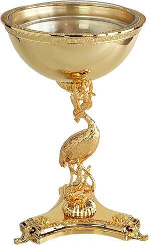 Luxury Handcrafted Brass Caviar Stand with Bird Motif, Gold or Silver Plated, Tall Pedestal Design, Elegant Dining Centerpiece (Gold) in Saudi Arabia