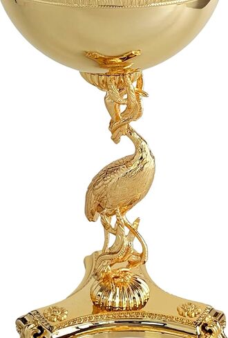 Luxury Handcrafted Brass Caviar Stand with Bird Motif, Gold or Silver Plated, Tall Pedestal Design, Elegant Dining Centerpiece (Gold) in Saudi Arabia