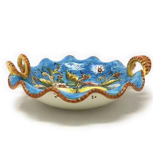 Ceramiche d'Arte Parrini - الفخار الخزفي الإيطالي التقديم السلطانية المركزية مجموعة مجموعة مجموعة Lemons Amalfi مصنوعة في إيطاليا توسكان فلورنسا in Kuwait