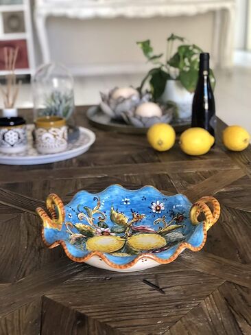 Ceramiche d'Arte Parrini - الفخار الخزفي الإيطالي التقديم السلطانية المركزية مجموعة مجموعة مجموعة Lemons Amalfi مصنوعة في إيطاليا توسكان فلورنسا in Kuwait