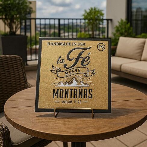 Placa: LA FE MUEVE MONTANAS - Made in USA in Saudi Arabia