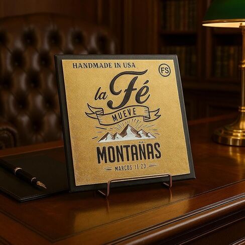 Placa: LA FE MUEVE MONTANAS - Made in USA in Saudi Arabia