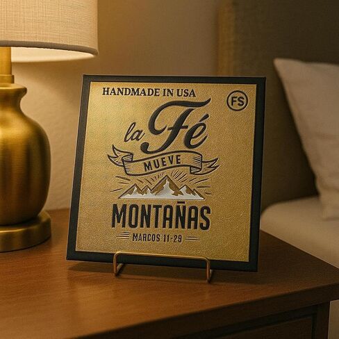 Placa: LA FE MUEVE MONTANAS - Made in USA in Saudi Arabia