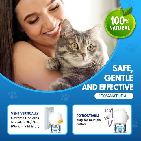 Pheromones التهدئة Cat Diffuser: 3-in-1 Kit Cat Reputing Pheromone Diffuser to to to to to to to to expliens (1 × 2 × 48 مل) للراحة يقلل من قلق الإجهاد ، والفوومون المريح منذ فترة طويلة ل Pet Cat (3in1) in Kuwait