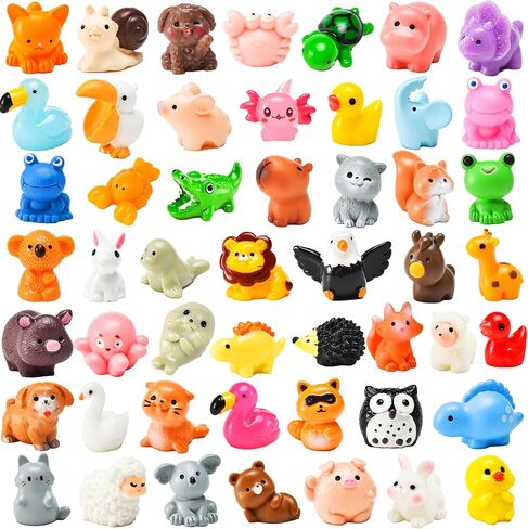 50 PCS Mini Resin Animal Tiny Resin Animals Vompurines Miniature Little Little لإخفاء شخصيات الحيوانات الصغيرة بشكل كبير لصالح الحفلات الجنية الصغيرة ، وملحقات المناظر الطبيعية الحديقة Dollhouse Crafts Decor in Saudi Arabia