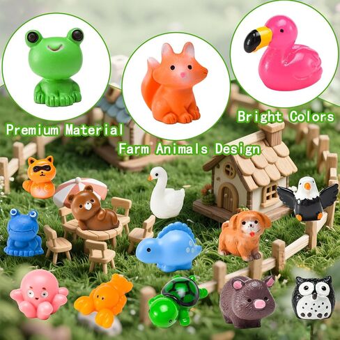 50 PCS Mini Resin Animal Tiny Resin Animals Vompurines Miniature Little Little لإخفاء شخصيات الحيوانات الصغيرة بشكل كبير لصالح الحفلات الجنية الصغيرة ، وملحقات المناظر الطبيعية الحديقة Dollhouse Crafts Decor in Saudi Arabia