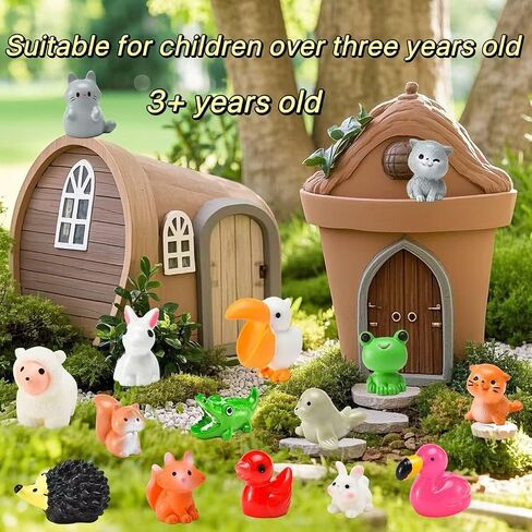 50 PCS Mini Resin Animal Tiny Resin Animals Vompurines Miniature Little Little لإخفاء شخصيات الحيوانات الصغيرة بشكل كبير لصالح الحفلات الجنية الصغيرة ، وملحقات المناظر الطبيعية الحديقة Dollhouse Crafts Decor in Saudi Arabia