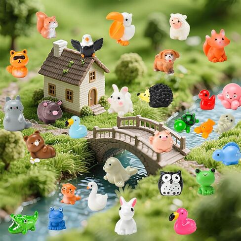 50 PCS Mini Resin Animal Tiny Resin Animals Vompurines Miniature Little Little لإخفاء شخصيات الحيوانات الصغيرة بشكل كبير لصالح الحفلات الجنية الصغيرة ، وملحقات المناظر الطبيعية الحديقة Dollhouse Crafts Decor in Saudi Arabia