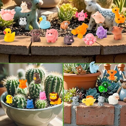 50 PCS Mini Resin Animal Tiny Resin Animals Vompurines Miniature Little Little لإخفاء شخصيات الحيوانات الصغيرة بشكل كبير لصالح الحفلات الجنية الصغيرة ، وملحقات المناظر الطبيعية الحديقة Dollhouse Crafts Decor in Saudi Arabia