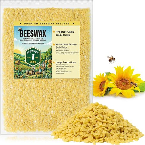 Beeswax Pellets for Candle Making – 5lb/10lb/20lb – Natural Beeswax for Candles, Lip Balms, and Skincare – White Beeswax for DIY Projects – Ideal for Beginners and Experts（5lb） in Saudi Arabia