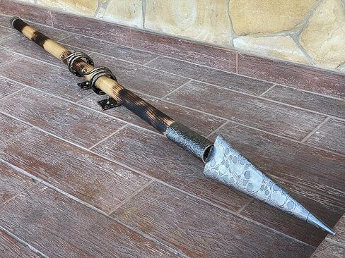 A spear with 2 wall mounts and etched skulls, viking spear, viking gift, medieval spear, cosplay weapon, cosplay armor in Saudi Arabia
