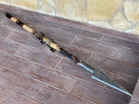 A spear with 2 wall mounts and etched skulls, viking spear, viking gift, medieval spear, cosplay weapon, cosplay armor in Saudi Arabia