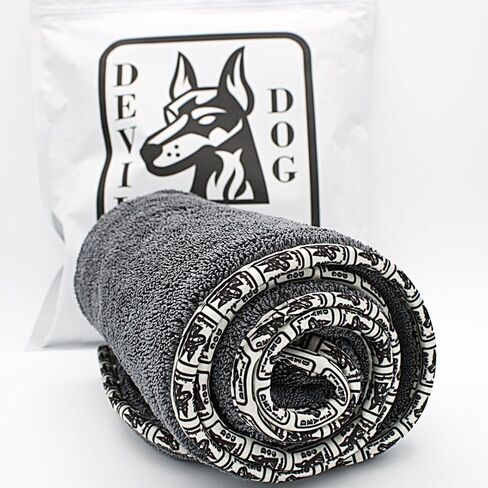 منشفة تجفيف الحيوانات الأليفة Devil Dog Dog Premium ، منشفة حمام ميكروفيات من الألياف الدقيقة للامتصاص للغاية للكلاب ، والقطط ، والحيوانات الأخرى - الرمادية ، الكبيرة 24 "× 35" 1200GSM 80 ٪ 20 ٪ مزيج in Kuwait