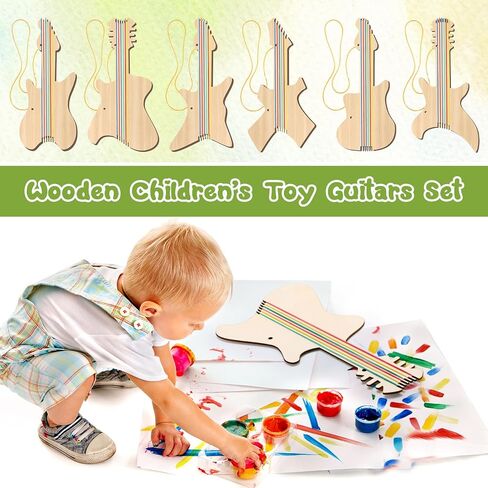 SYHOIDE 24 PCS DIY Wood Guitar Clutouts for Kids ، 12 × 6.5 بوصة من القيثارات الخشبية للبنات ، الآلة الموسيقية الخيزران للطلاء ، مناسبة للصفات الحرف ، عيد ميلاد ، حفلة موضوعية (شعبية) in Saudi Arabia