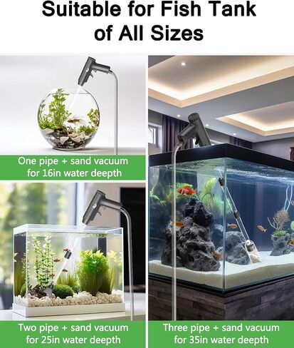 AQQA Aquarium Gravel Cleaner, 4-in-1 Upgrade Suction Power Manual Fish Tank Gravel Vacuum Cleaner Tools for Aquarium Water Changer with Water Flow Adjustment Use for Fish Tank Cleaning Gravel Sand in Saudi Arabia